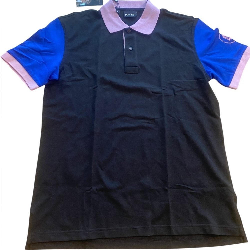 MacEoo Men’s Polo Mozart Block Tip Fitted Shirt New Large Blue Lavender
